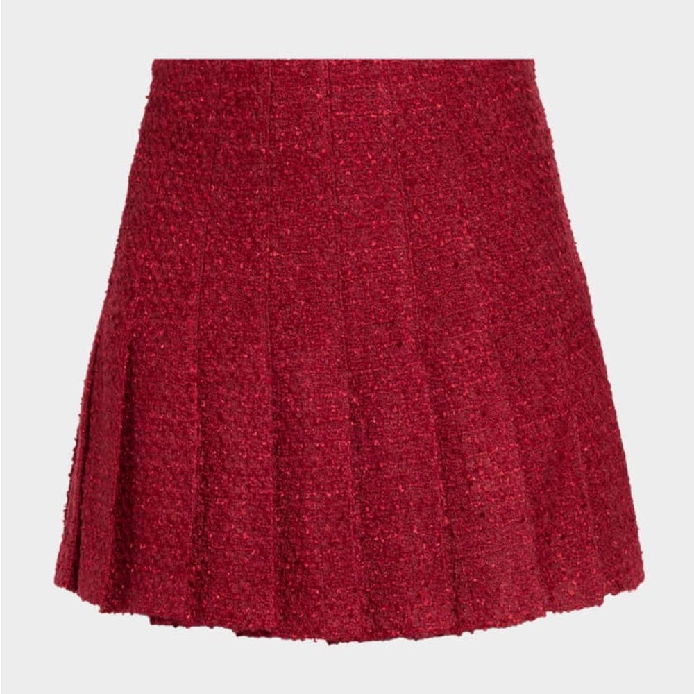 Alice + Olivia Carter Pleated Tweed Mini Skirt